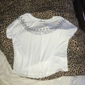 Express Beaded Neckline T-shirt